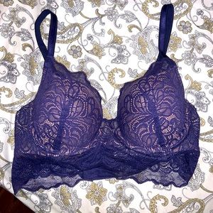 Deep blue lace bra